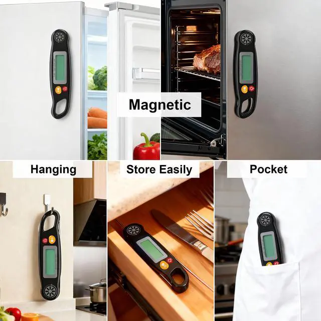 Alt view image 6 of 7 - Meat Thermometer Digital - Instant Read Food Thermometer with Backlight for Cooking Grilling Baking Kitchen Candy BBQ Oil Liquid, Backlit Display, Battery Included