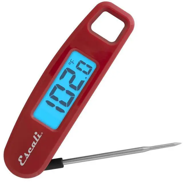 Main image of Compact Portable Meat Candy Folding Digital Thermometer, Backlit Display Easy to Storage with Magnet, Red