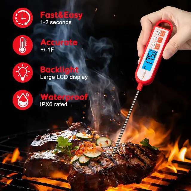 Alt view image 2 of 7 - Digital Instant Read Meat Thermometer Kitchen Cooking Food Candy Thermometer for Oil Deep Fry BBQ Grill Smoker Thermometer