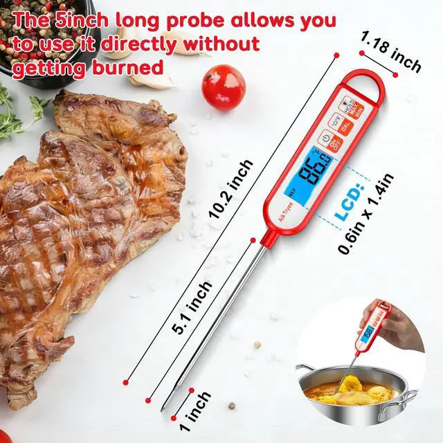 Alt view image 3 of 7 - Digital Instant Read Meat Thermometer Kitchen Cooking Food Candy Thermometer for Oil Deep Fry BBQ Grill Smoker Thermometer