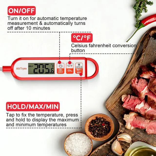 Alt view image 4 of 7 - Digital Instant Read Meat Thermometer Kitchen Cooking Food Candy Thermometer for Oil Deep Fry BBQ Grill Smoker Thermometer