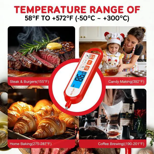 Alt view image 7 of 7 - Digital Instant Read Meat Thermometer Kitchen Cooking Food Candy Thermometer for Oil Deep Fry BBQ Grill Smoker Thermometer