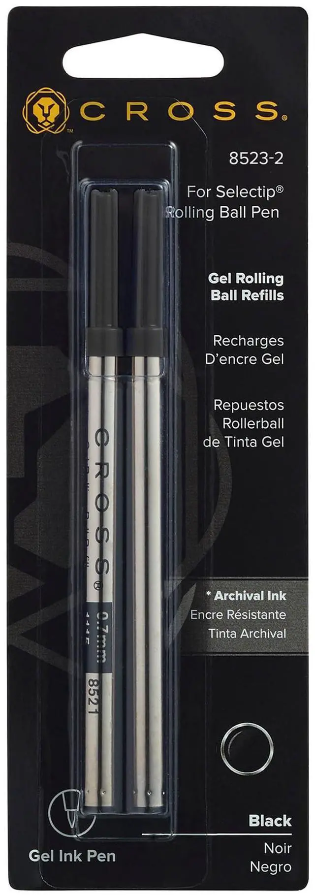 Main image of Selectip Gel Rollerball Pen Refill, 2-Pack, Medium Point, Black Ink | Replacement Pen Refill for Executive Pens, Consistent Ink Flow, Bold Gel Ink, Smooth Laydown, Writes .7 Miles or 3,700 Ft