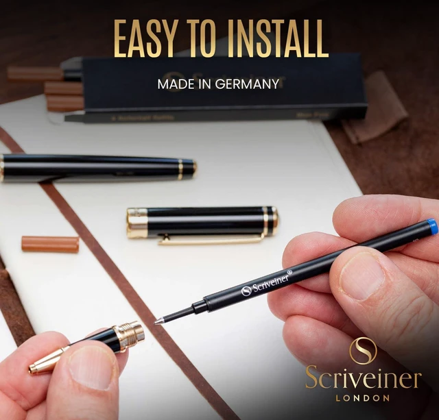 Alt view image 4 of 7 - Rollerball Refill Blue Fine - 4 Rollerball Refills Designed for Scriveiner Pens - Safety Ceramic Non Dry Roller Pen Refill F - Schmidt 888 Size Made in Germany