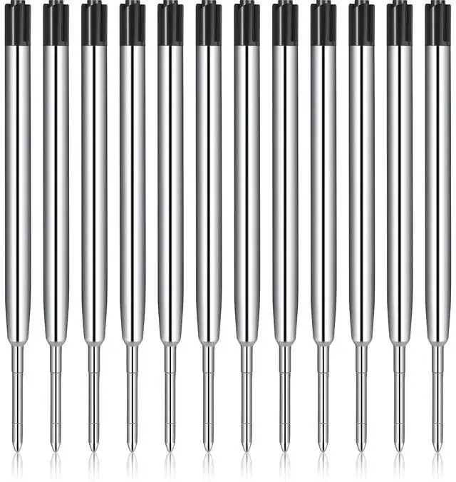 Main image of 12 Pieces Pen Refills Black Ink 1.0mm Medium Point Metal Ballpoint Refill Smooth Writing Pen Refills Replacement Refills for Retractable Ballpoint Pen School Office Supplies (Black)