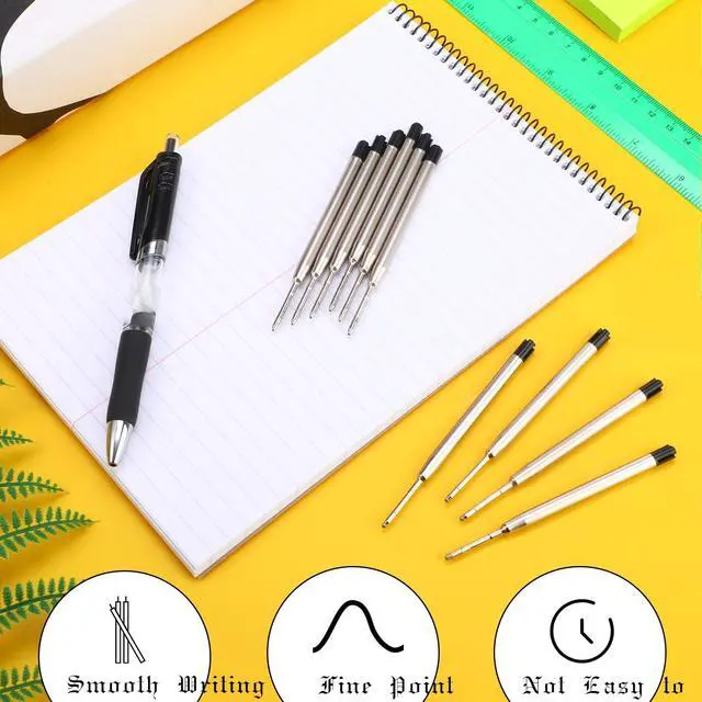 Alt view image 3 of 7 - 12 Pieces Pen Refills Black Ink 1.0mm Medium Point Metal Ballpoint Refill Smooth Writing Pen Refills Replacement Refills for Retractable Ballpoint Pen School Office Supplies (Black)