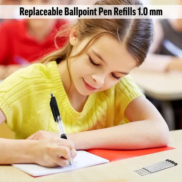 Alt view image 6 of 7 - 12 Pieces Pen Refills Black Ink 1.0mm Medium Point Metal Ballpoint Refill Smooth Writing Pen Refills Replacement Refills for Retractable Ballpoint Pen School Office Supplies (Black)