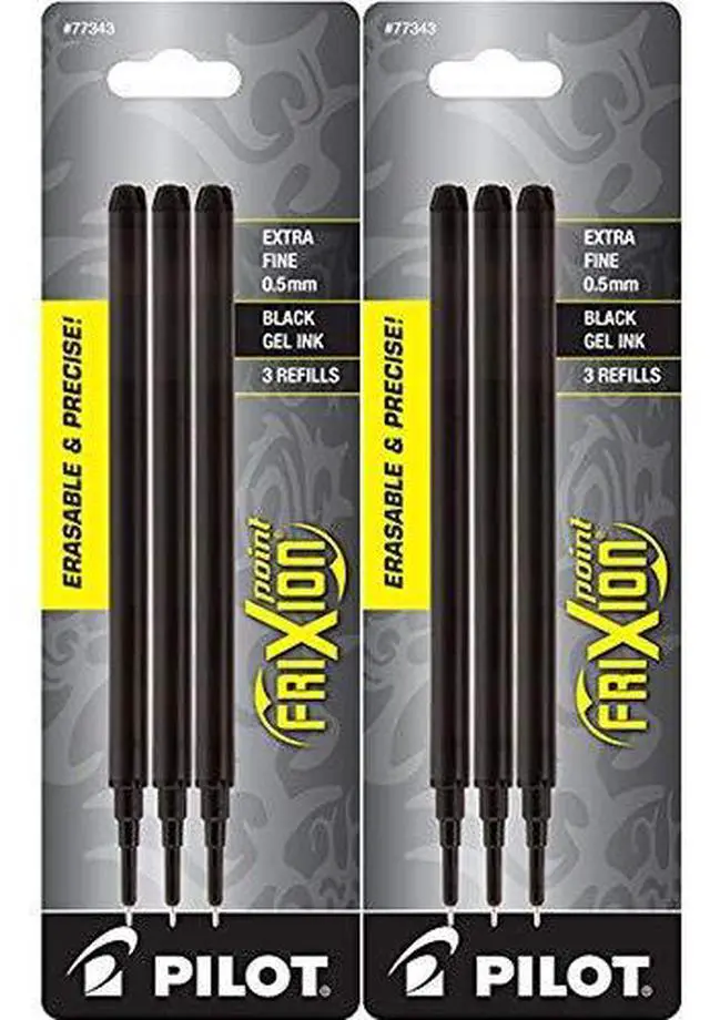 Main image of FriXion Point Erasable Gel Ink Refills, Extra Fine Point, 0.5mm, Black Ink, 6 Refills
