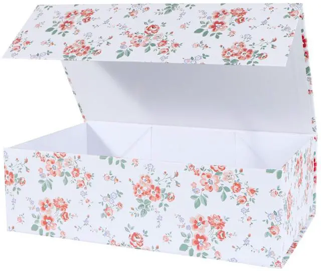 Main image of Rose Floral Gift Box with Magnetic Lids 1 Pack | Large Bridesmaid Proposal Boxes 13.8x8.3x4.4 in, Rectangle Wedding Decorative Storage Box