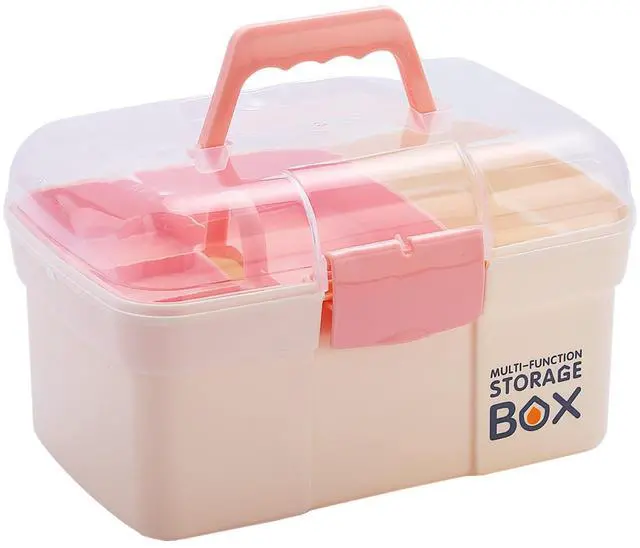 Main image of 11'' Plastic Storage Box with Removable Tray, Multipurpose Organizer for Sewing, Art & Craft, Cosmetic (White)