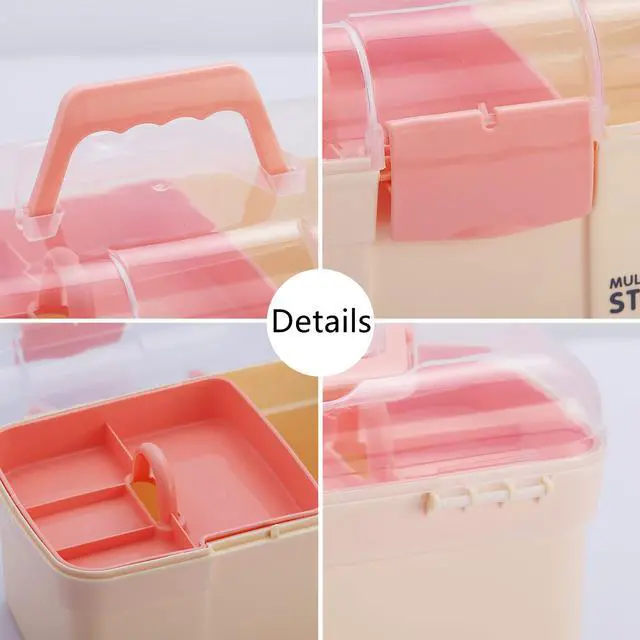 Alt view image 4 of 6 - 11'' Plastic Storage Box with Removable Tray, Multipurpose Organizer for Sewing, Art & Craft, Cosmetic (White)