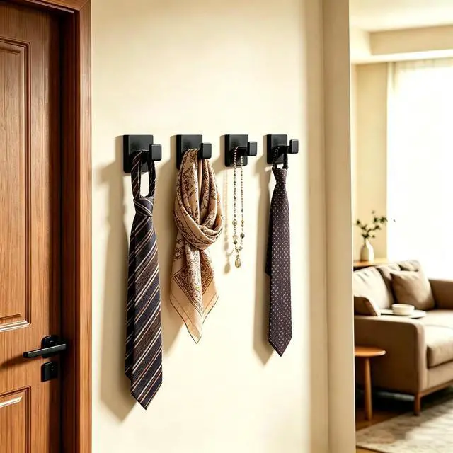 Alt view image 2 of 7 - 2 Piece Towel Hook - Bathroom Robe Hook - Matte Black | Wall Mounted Towel Hooks for Bathroom, Stainless Steel Towel Holder for Bathroom, Heavy Duty Towel Holder, Coat Hook