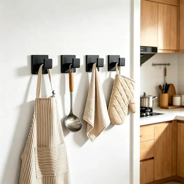 Alt view image 5 of 7 - 2 Piece Towel Hook - Bathroom Robe Hook - Matte Black | Wall Mounted Towel Hooks for Bathroom, Stainless Steel Towel Holder for Bathroom, Heavy Duty Towel Holder, Coat Hook
