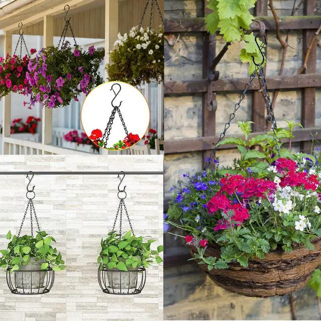 Alt view image 5 of 7 - 12 Pack Heavy Duty Metal 3.5" S Hooks with Safety Buckle for Hanging Kitchen Utensils/Plants/Pots & Pans/Clothes, Hats