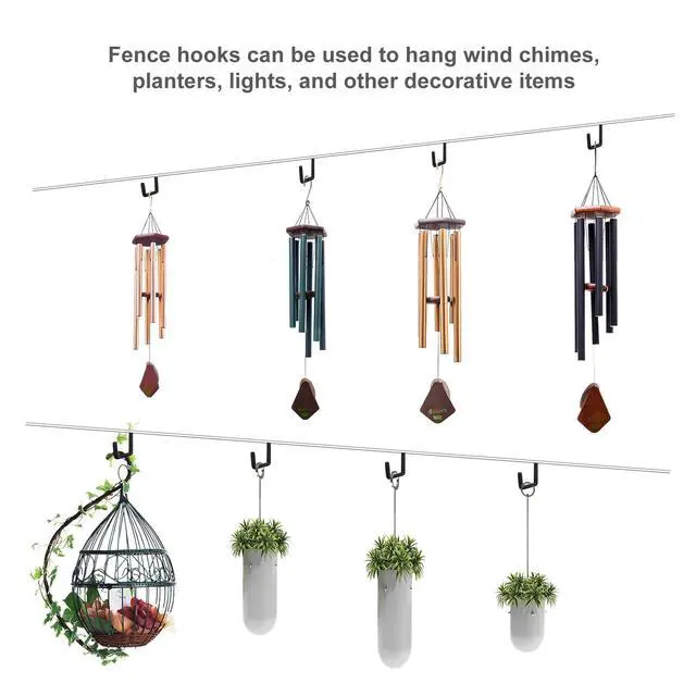 Alt view image 4 of 7 - 4 Pcs Rafter Hooks, Upgraded Fence Hangers, Heavy Duty Bike Hanger for Garage, Ladder Hook, Black Large S Hooks for Hanging Hose, Plants, Chairs, Bikes, Ladders, Cords and More