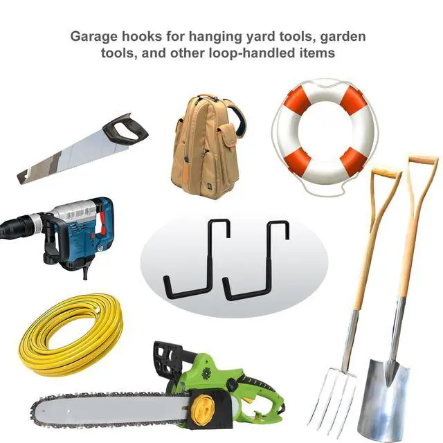 Alt view image 5 of 7 - 4 Pcs Rafter Hooks, Upgraded Fence Hangers, Heavy Duty Bike Hanger for Garage, Ladder Hook, Black Large S Hooks for Hanging Hose, Plants, Chairs, Bikes, Ladders, Cords and More