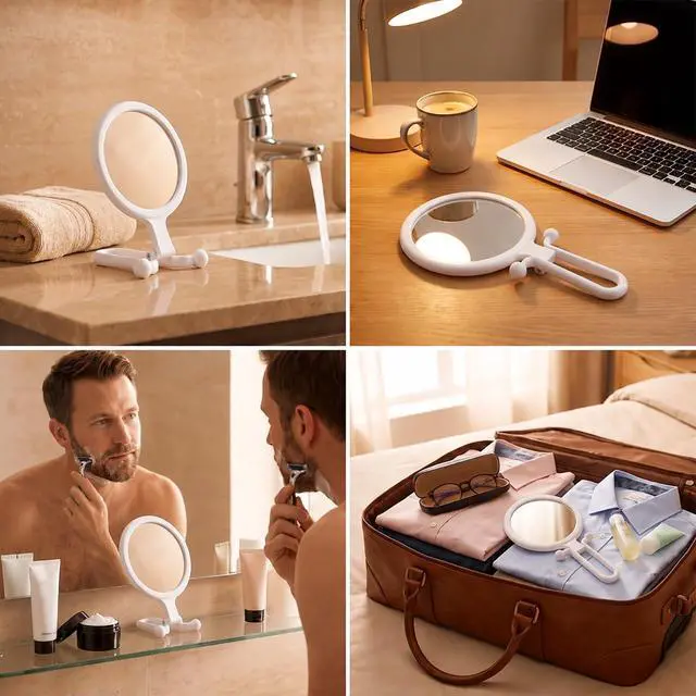 Alt view image 6 of 7 - Double Sided Small Magnifying Mirror,Travel Mirror with Magnification 1X 2X | Adjustable Handle Makeup Mirror Portable for Women