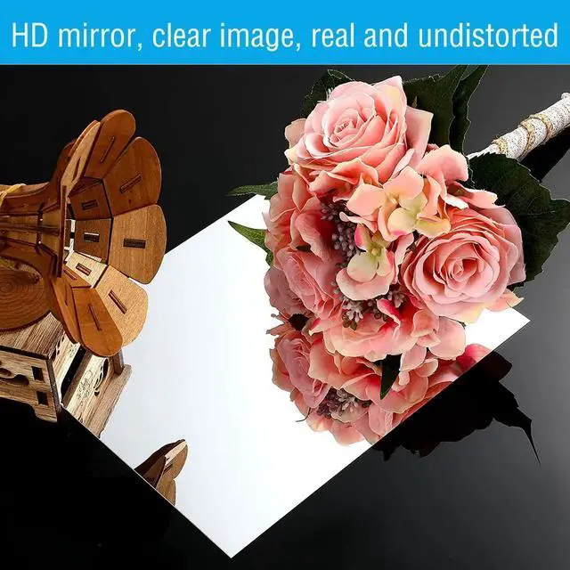 Alt view image 6 of 7 - 16" x 12" x 1Pcs Acrylic Mirror Sheet, Decorative Wall Mirror | Flexible Body Mirror Tiles with Self Adhesive Tapes, Non Glass Mirror Stickers for Bathroom Bedroom Home Wall Decor