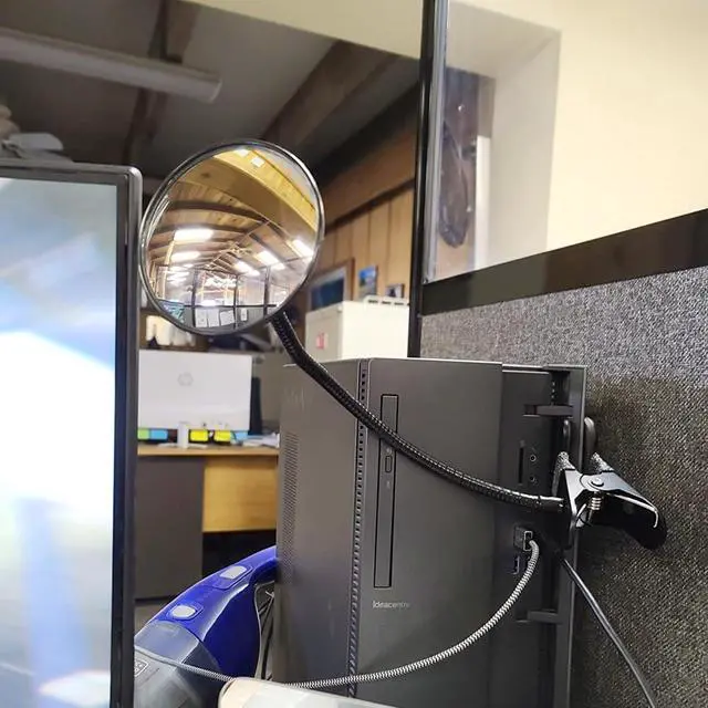 Alt view image 6 of 7 - Acrylic Clip On Rear View Cubicle Mirror, Flexible Convex Security Mirror for Personal Safety Desk Rearview Monitors or Anywhere (3.75", Round)