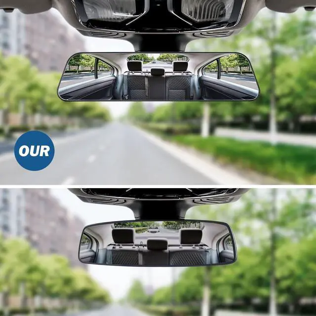 Alt view image 2 of 7 - Rearview Mirror, 12 Inch Panoramic Interior Clip-on Wide Angle Convex Universal Rear View Mirror to Reduce Blind Spot Effectively for More Car SUV Trucks -Clear