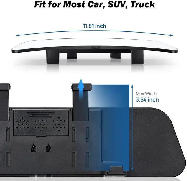 Alt view image 4 of 7 - Rearview Mirror, 12 Inch Panoramic Interior Clip-on Wide Angle Convex Universal Rear View Mirror to Reduce Blind Spot Effectively for More Car SUV Trucks -Clear