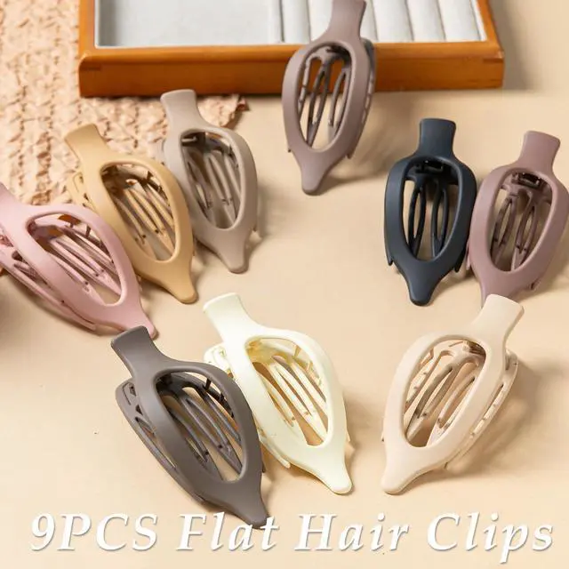 Alt view image 4 of 7 - Flat Hair Clips, 9 PCS 4.7 Inch Large Side Slide Volume Duckbill Clips for Women & Girls, Internal Tooth Design, Strong Hold Matte Hair Clips for Thick Hair & Thin Hair,French Concord Clip