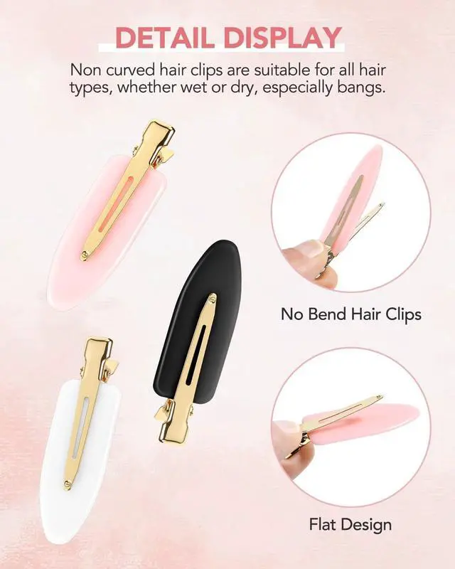Alt view image 3 of 7 - 6 Pcs Creaseless Flat Hair Clips for Makeup and Daily Beauty Routine | No Crease Design, No Bend Styling, Gold Metal Handles, Hold Bangs for Women and Girls, During Skin Care and Getting Ready