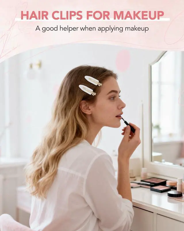 Alt view image 6 of 7 - 6 Pcs Creaseless Flat Hair Clips for Makeup and Daily Beauty Routine | No Crease Design, No Bend Styling, Gold Metal Handles, Hold Bangs for Women and Girls, During Skin Care and Getting Ready