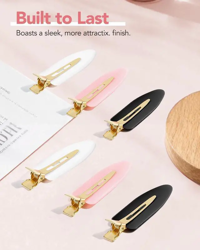Alt view image 7 of 7 - 6 Pcs Creaseless Flat Hair Clips for Makeup and Daily Beauty Routine | No Crease Design, No Bend Styling, Gold Metal Handles, Hold Bangs for Women and Girls, During Skin Care and Getting Ready