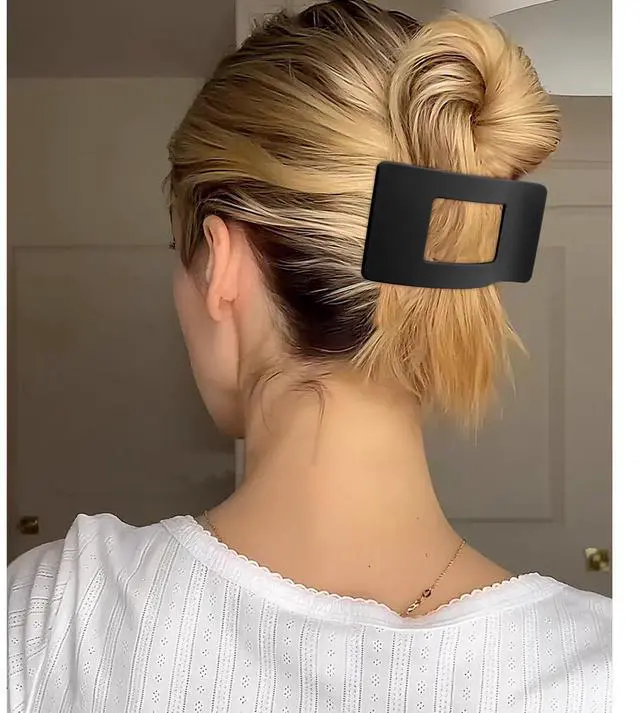 Alt view image 2 of 7 - Flat Hair Clips for Women Girls, Matte Lay Flat Claw Clips, Strong Hold Large Side Hair Clip All Hair Types, French Duck Billed Hair Jaw Claw Clip, Non Slip Grip for Daily Styling Brown