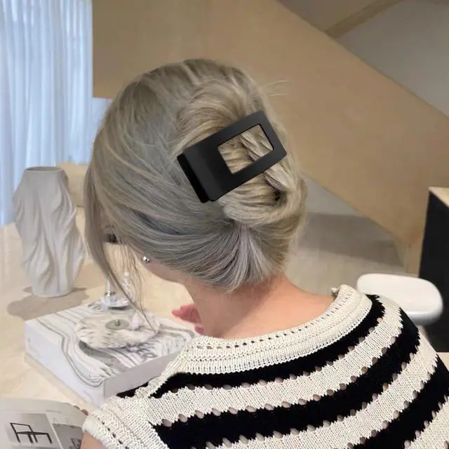 Alt view image 5 of 7 - Flat Hair Clips for Women Girls, Matte Lay Flat Claw Clips, Strong Hold Large Side Hair Clip All Hair Types, French Duck Billed Hair Jaw Claw Clip, Non Slip Grip for Daily Styling Brown