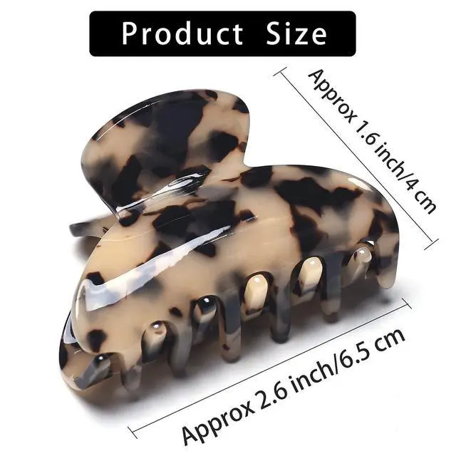 Alt view image 4 of 7 - Medium Claw Hair Clips for Women Girls Tortoise Hair Jaw Clips Celluloid Hair Claw Clamps Leopard Print Hair Clasp 3 Pack