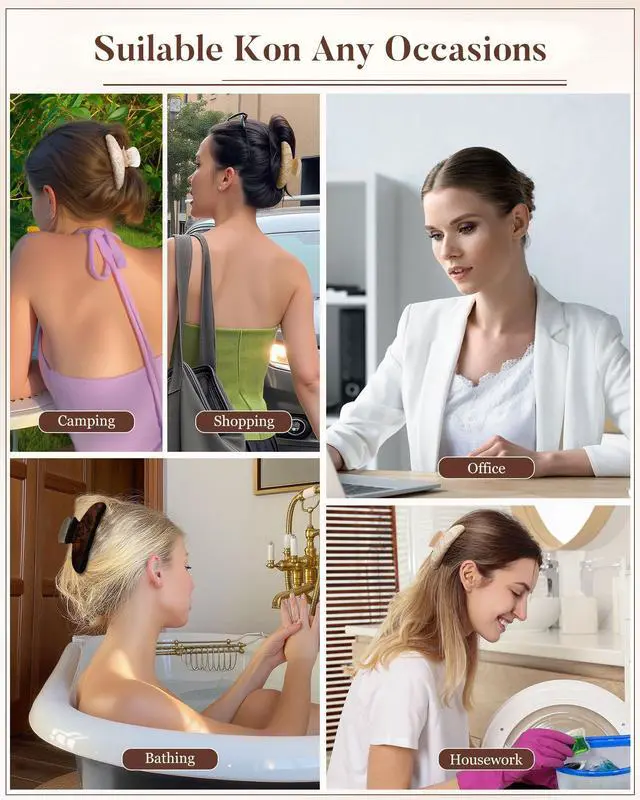 Alt view image 6 of 7 - 3PCS Hair Claw Clips Acrylic Clamps for women - Non-slip Strong Hold Barrettes for Thin Thick Hair, Medium hair clips Accessories