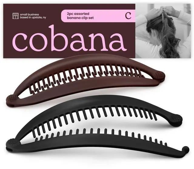 Main image of Banana Clip Large 6'' Volumizing Hair Clip for Medium to Thick Hair Secure Hold, No Crease, No Breakage Hair Accessories for Women, Set of 2 (Black and Brown)
