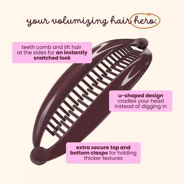 Alt view image 3 of 6 - Banana Clip Large 6'' Volumizing Hair Clip for Medium to Thick Hair Secure Hold, No Crease, No Breakage Hair Accessories for Women, Set of 2 (Black and Brown)