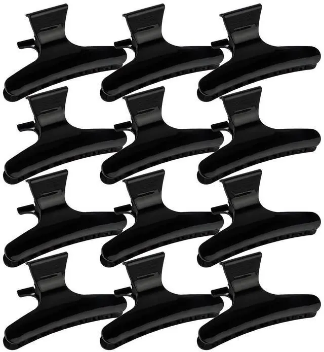Main image of Hair Clips for Styling Sectioning Black Butterfly Hair Clips Clamps Claws Pro Salon Hair Clips for Cutting, Styling, Sectioning, Coloring Hair styling Clips Butterfly Clips Hair Accessories for