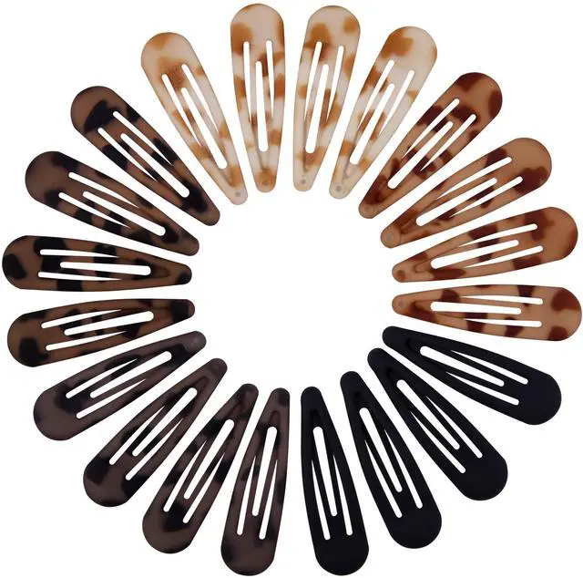 Main image of Small Hair Barrettes For Women No Slip Metal Snap Clips For Thin And Fine Hair,Matte Black Tortoiseshell,20 PCS,1.97 x 0.5 Inch.