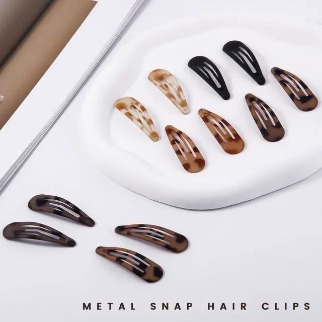 Alt view image 3 of 7 - Small Hair Barrettes For Women No Slip Metal Snap Clips For Thin And Fine Hair,Matte Black Tortoiseshell,20 PCS,1.97 x 0.5 Inch.