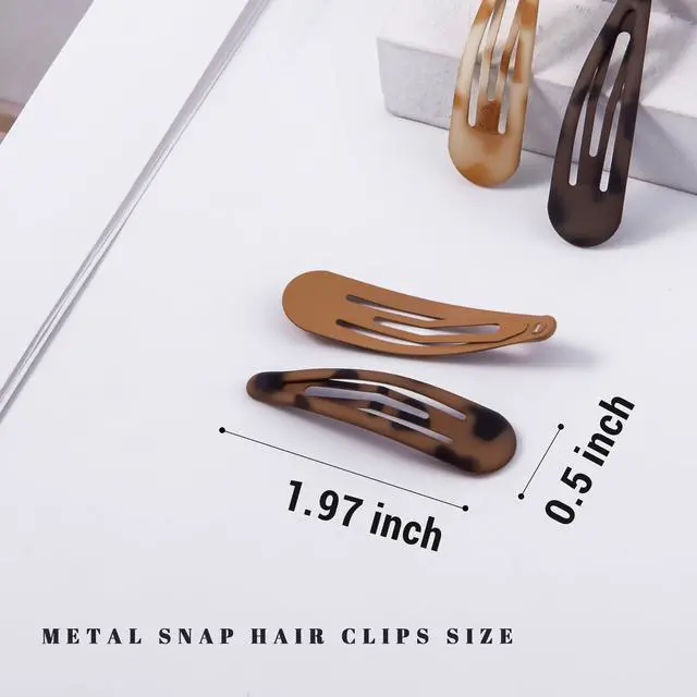 Alt view image 2 of 7 - Small Hair Barrettes For Women No Slip Metal Snap Clips For Thin And Fine Hair,Matte Black Tortoiseshell,20 PCS,1.97 x 0.5 Inch.