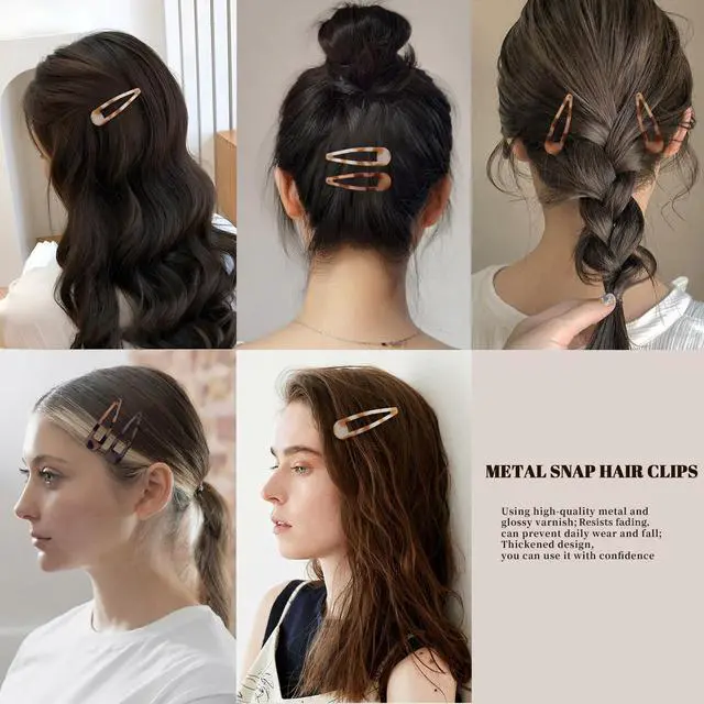 Alt view image 7 of 7 - Small Hair Barrettes For Women No Slip Metal Snap Clips For Thin And Fine Hair,Matte Black Tortoiseshell,20 PCS,1.97 x 0.5 Inch.