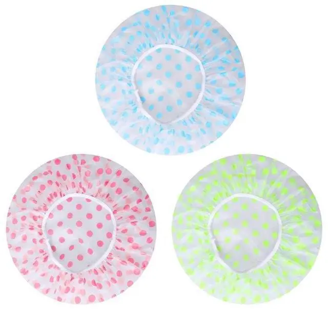 Main image of Shower Cap, 3 Pcs Waterproof Reusable Shower Caps Bath Hair Hat | for Women Men Kids, for Shower, Makeup, Hair Care, Cooking and Cleaning