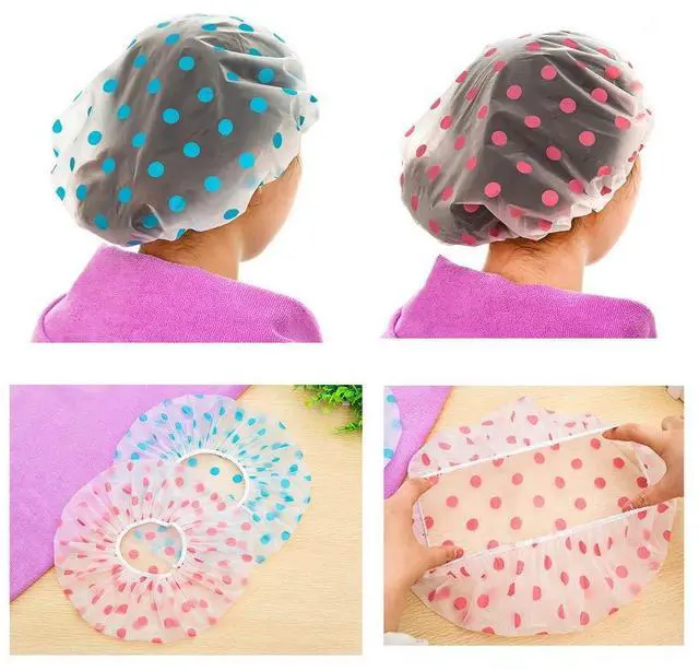 Alt view image 2 of 6 - Shower Cap, 3 Pcs Waterproof Reusable Shower Caps Bath Hair Hat | for Women Men Kids, for Shower, Makeup, Hair Care, Cooking and Cleaning