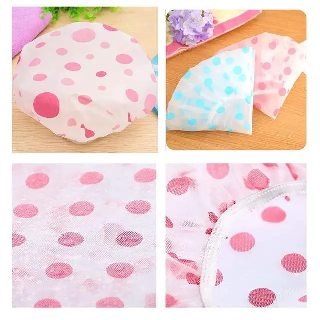 Alt view image 5 of 6 - Shower Cap, 3 Pcs Waterproof Reusable Shower Caps Bath Hair Hat | for Women Men Kids, for Shower, Makeup, Hair Care, Cooking and Cleaning