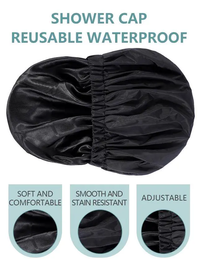 Alt view image 4 of 7 - Reusable Waterproof Shower CapHair Cap for Women | Double layer protection helps keep hair dry during showers while the soft lining adds comfort for daily hair care routines