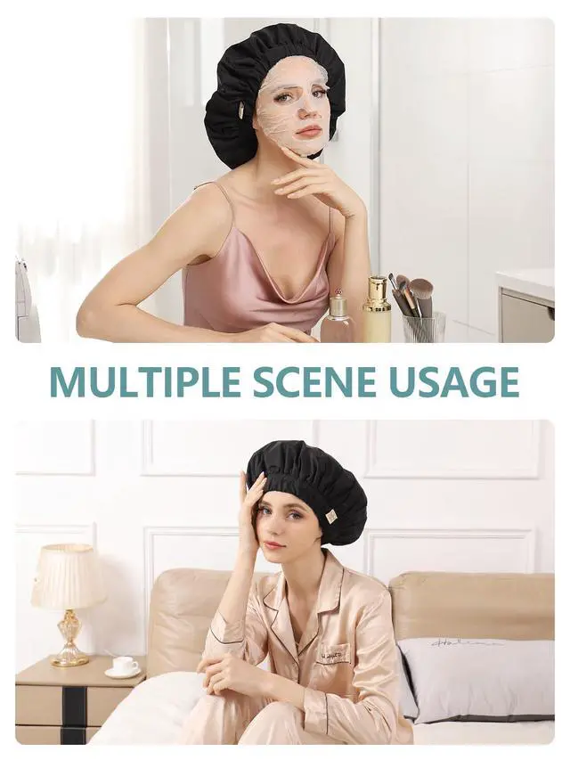 Alt view image 7 of 7 - Reusable Waterproof Shower CapHair Cap for Women | Double layer protection helps keep hair dry during showers while the soft lining adds comfort for daily hair care routines
