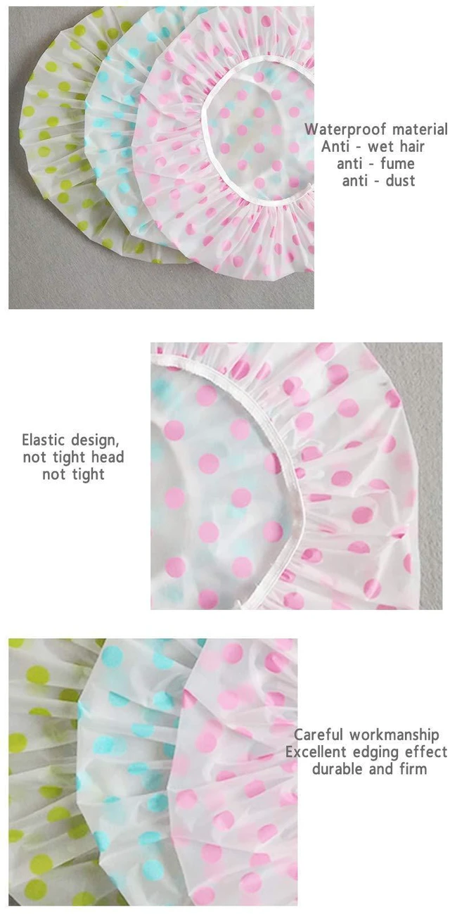 Alt view image 3 of 7 - 6 Pcs Waterproof EVA Shower Cap Reusable Elastic for Women Spa Salon | Elastic Reusable, Bathing Hair Cap, Beauty Salon Spa, Lace Elastic Band, Flower Printed