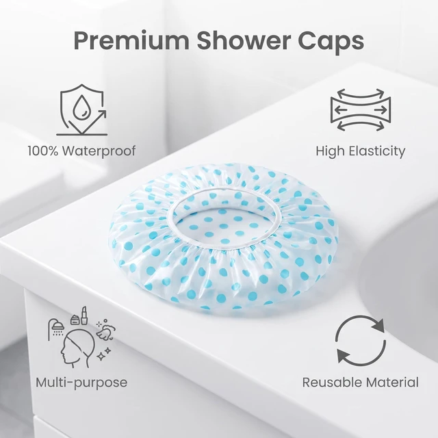 Alt view image 2 of 7 - 6 Pcs Waterproof EVA Shower Cap Reusable Elastic for Women Spa Salon | Elastic Reusable, Bathing Hair Cap, Beauty Salon Spa, Lace Elastic Band, Flower Printed