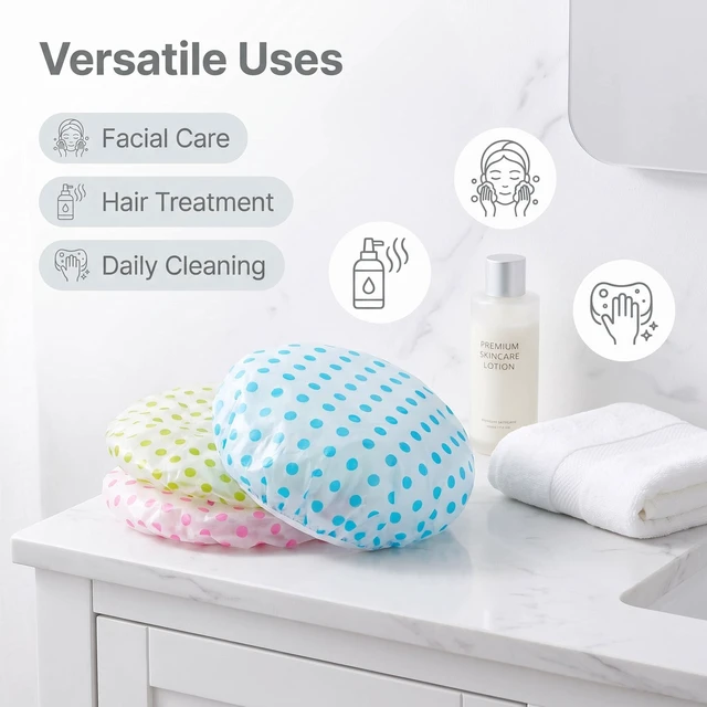 Alt view image 6 of 7 - 6 Pcs Waterproof EVA Shower Cap Reusable Elastic for Women Spa Salon | Elastic Reusable, Bathing Hair Cap, Beauty Salon Spa, Lace Elastic Band, Flower Printed