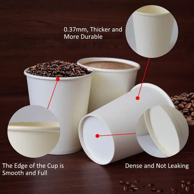 Alt view image 2 of 7 - Paper Cups 150 Pack - 8 Oz Hot and Cold Paper Coffee Cups