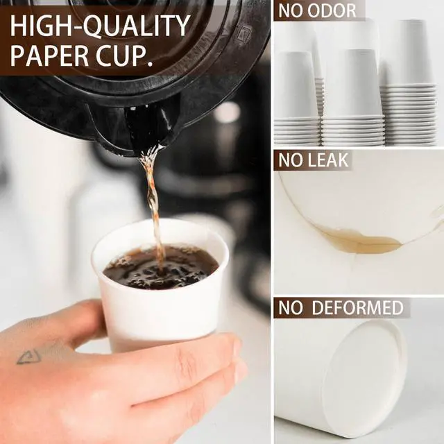Alt view image 3 of 7 - 100 Pcs 6 oz Disposable Paper Cups, Hot Cold Beverage Drinking Cup for Coffee, Water, Tea, Juice, Espresso & Cortado (White)